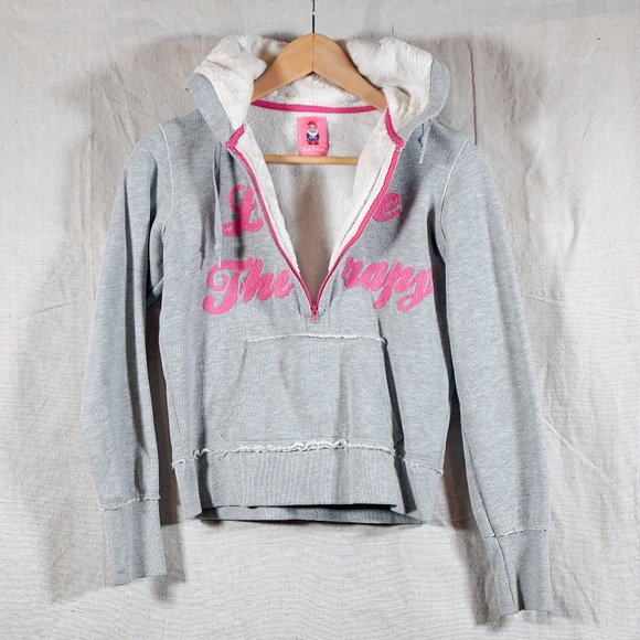 Fiorucci Love Therapy Women S Fleece 3/4-Zip Hooded Sweatshirt - Picture 2 of 15